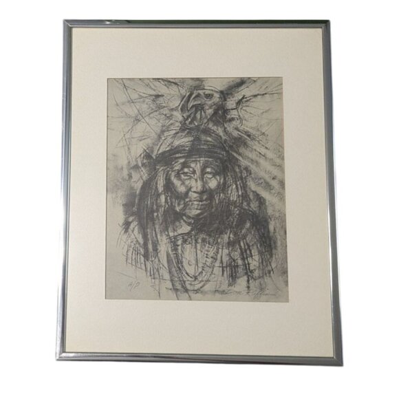 Native American Chief Art Print by Don Ruffin Double Signed A/P Framed - Picture 1 of 8